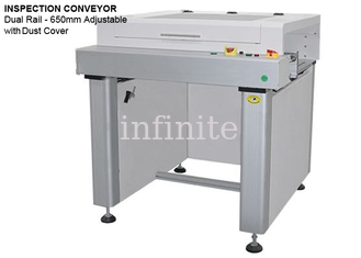 Dual Rail  PCB Inspection Conveyor 650mm Max PCB Width With Dust Cover