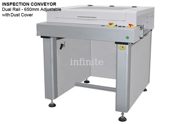 Dual Rail  PCB Inspection Conveyor 650mm Max PCB Width With Dust Cover