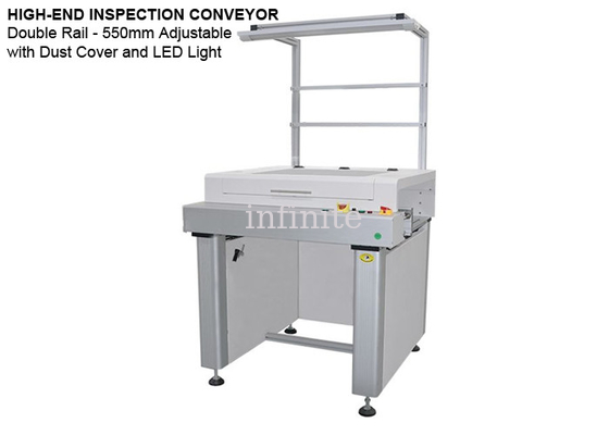 High-End PCB Inspection Conveyor With Dust Cover And LED Light 550mm Max Width